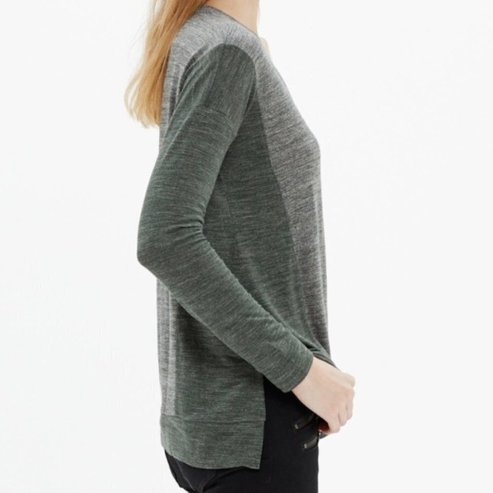 Madewell All-Around Gray Green Colorblock Long Tee - Picture 3 of 8